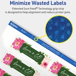 Avery® Printable Labels With Sure Feed®, Rectangle, 1-1/3