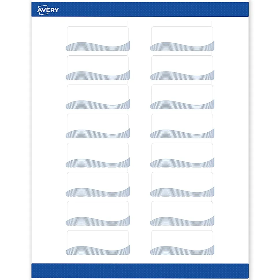 Avery® Printable Labels With Sure Feed® Technology, S00-EVW, Rectangle, 4" x 3-1/3", Matte White With Preprinted Gold Leaf Pattern, Pack Of 40