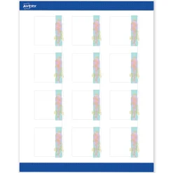 Avery® Printable Labels With Sure Feed® Technology, S00-EVB, Square, 2" x 2", Matte White With Preprinted Watercolor/Gold Leaf Design, Pack Of 120