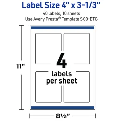 Avery® Printable Labels With Sure Feed® Technology, S00-EVX, Rectangle, 2