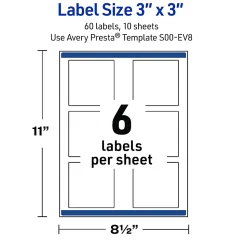 Avery® Printable Labels With Sure Feed® Technology, S00-EWC, Rectangle, 2" x 3", Matte White With Preprinted Gold-Blush Pattern, Pack Of 80