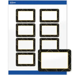 Avery® Printable Labels With Sure Feed® Technology, S00-ETY, Rectangle, 4" x 3-1/3", Glossy White With Preprinted Blue Waves Design, Pack Of 40