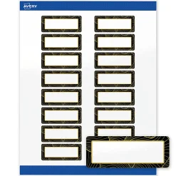Avery® Printable Labels With Sure Feed® Technology, S00-ETX, Rectangle, 1" x 2-5/8", Glossy White With Preprinted Blue Waves Design, Pack Of 160