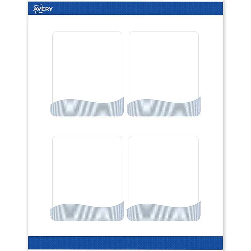 Avery® Printable Labels With Sure Feed® Technology, S00-EVC, 1" x 2-5/8", Glossy White With Preprinted Watercolor/Gold Leaf Design, Pack Of 160