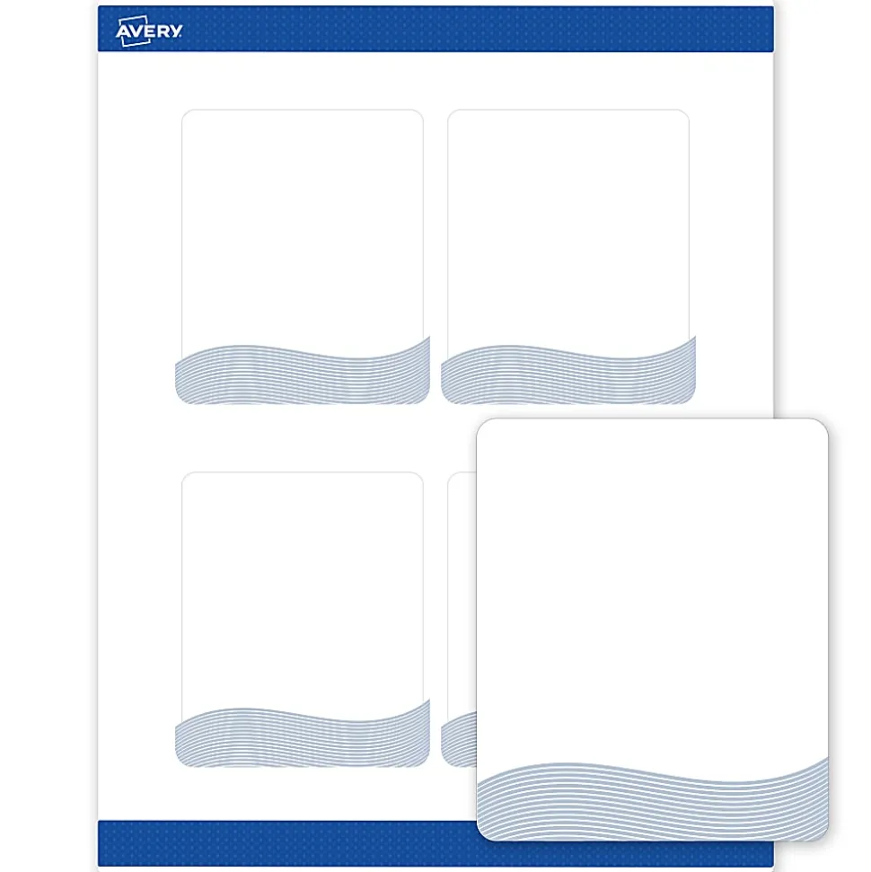 Avery® Printable Labels With Sure Feed® Technology, S00-EVC, 1" x 2-5/8", Glossy White With Preprinted Watercolor/Gold Leaf Design, Pack Of 160