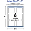 Avery® Printable Labels With Sure Feed® Technology, S00-ETD, Square, 3" x 3", Glossy White With Preprinted Black/Gold Vein Border, Pack Of 60
