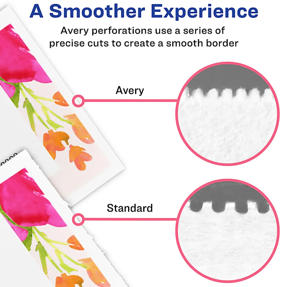 Avery® Printable Microperforated Business Cards With Sure Feed® Technology For Laser Printers, 2" x 3-1/2", White, Pack Of 250 Blank Cards