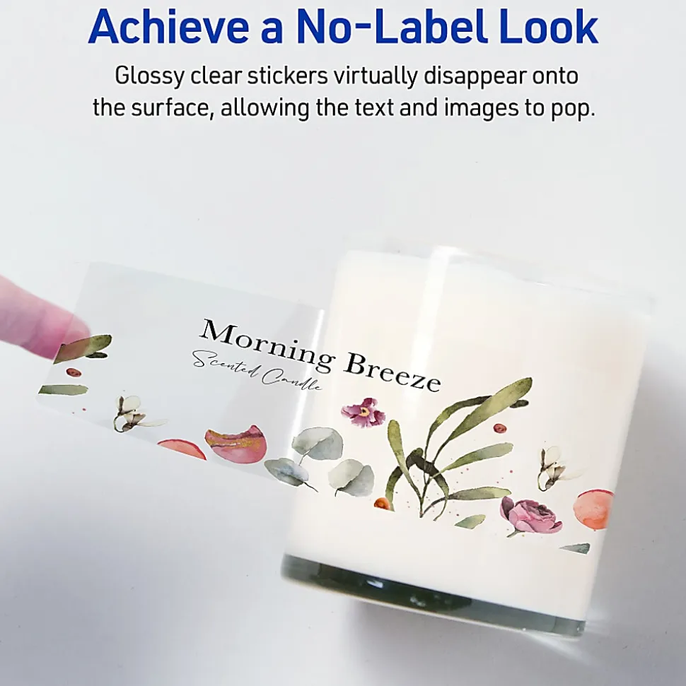 Avery® Printable Sticker Paper For Laser & Inkjet Printers, 8.5" x 11", Glossy Clear, 7 Craft Paper Sheets