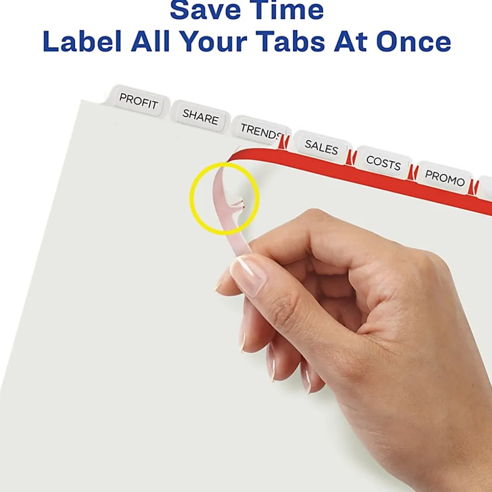 Avery® Print & Apply Clear Label Dividers With Index Maker® Easy Apply™ Printable Label Strip And White Tabs, 8-Tab, Box Of 5 Sets