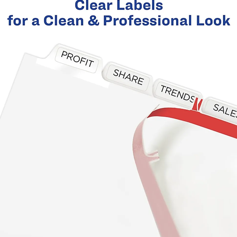 Avery® Print & Apply Clear Label Dividers With Index Maker® Easy Apply™ Printable Label Strip And White Tabs, 8-Tab, Box Of 5 Sets