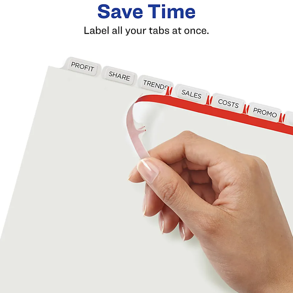 Avery® Print & Apply Clear Label Dividers With Index Maker® Easy Apply™ Printable Label Strip for Copiers, 8-1/2" x 11", 8-Tab, White, Pack of 5 Sets