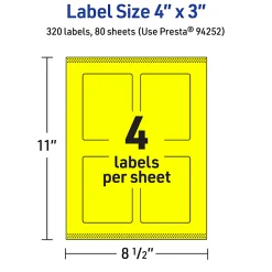 Avery® Print-To-The-Edge Labels With Sure Feed® Technology, 94252-NYP80, Rectangle, 4
