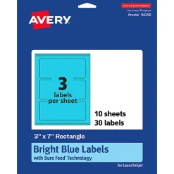 Avery® Print-To-The-Edge Labels With Sure Feed® Technology, 94250-BBP10, Rectangle, 3