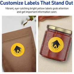 Avery® Print-To-The-Edge Labels With Sure Feed® Technology And Easy Peel® Label Feature, 94501-BYP40, Round, 2", Matte Bright Yellow, Pack of 480