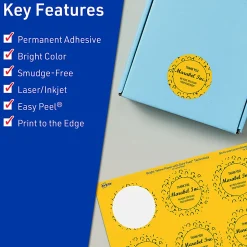 Avery® Print-To-The-Edge Labels With Sure Feed® Technology And Easy Peel® Label Feature, 94501-BYP40, Round, 2