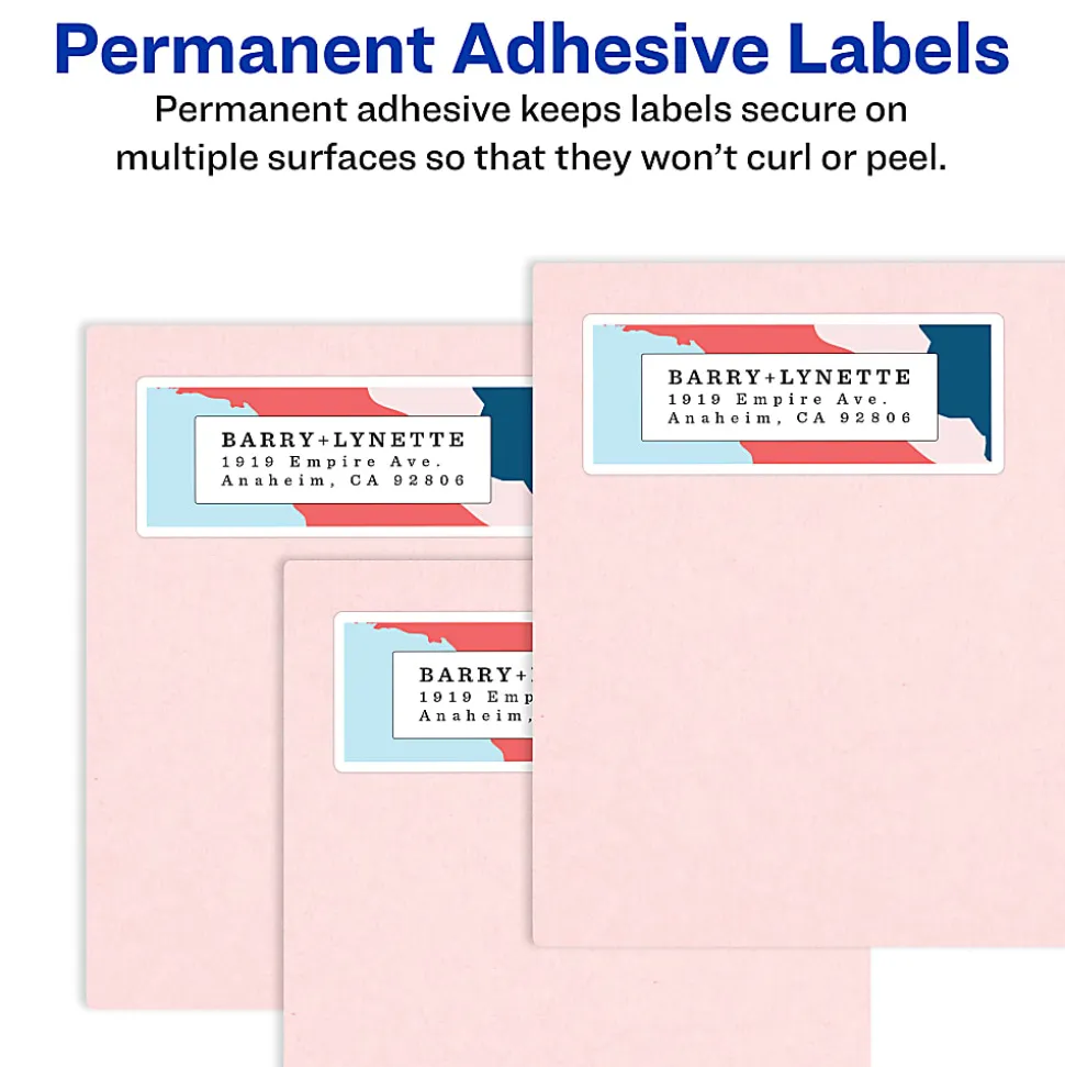 Avery® Print-To-The-Edge Permanent Laser Shipping Labels, 6879, 1 1/4" x 3 3/4", White, Pack Of 300