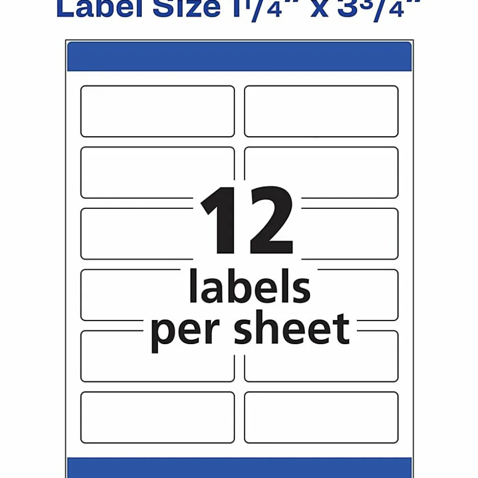 Avery® Print-To-The-Edge Permanent Laser Shipping Labels, 6879, 1 1/4" x 3 3/4", White, Pack Of 300