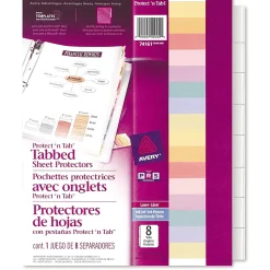 Avery® Protect 'n Tab™ Tabbed Sheet Protector Dividers, 8-1/2