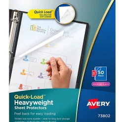 Avery® Quick-Load™ Sheet Protectors, Top & Side Load, 8-1/2
