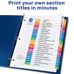 Avery® Ready Index® A-Z Tab With Customizable Table of Contents Binder Dividers, 8-1/2