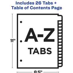Avery® Ready Index® A-Z Tab With Customizable Table of Contents Binder Dividers, 8-1/2