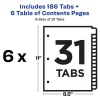 Avery® Ready Index® Binder Dividers, Customizable Table Of Contents, 31 Tab, Multicolor, Set Of 6 Sets