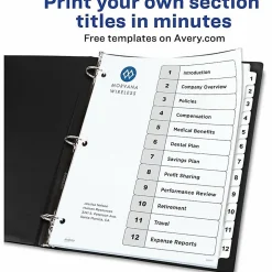 Avery® Ready Index Binder Dividers, 8-1/2" x 11", White, 12 Tabs Per Pack, Set Of 6 Packs