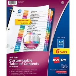 Avery® Ready Index® Dividers, A-Z Tab & Customizable Table of Contents, 8-1/2