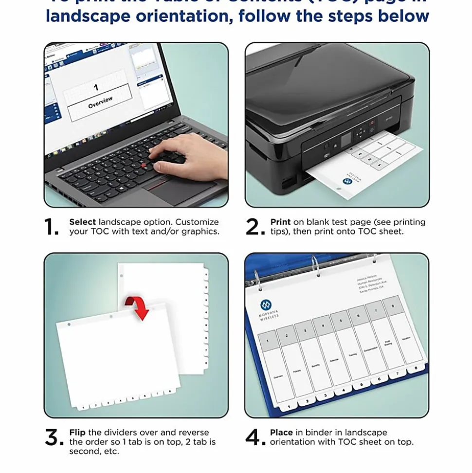 Avery® Ready Index® Dividers, 1-31 Tab & Customizable Table Of Contents, Letter Size, Black/White ,31 Dividers Per Pack, Set Of 6 Packs