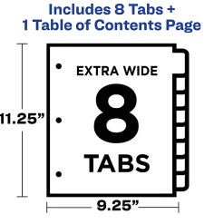 Avery® Ready Index Extra-Wide Binder Dividers, Customizable Table of Contents, 11163