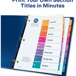 Avery® Ready Index Extra-Wide Binder Dividers, Customizable Table of Contents, 11163