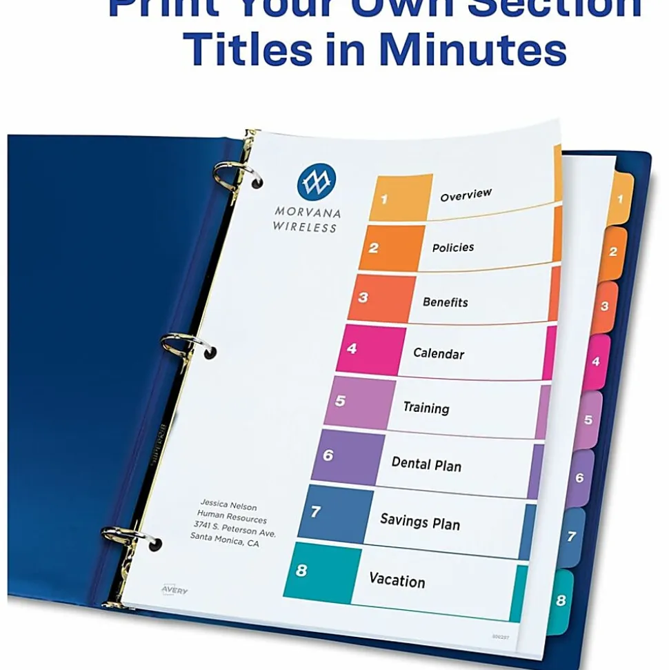 Avery® Ready Index Extra-Wide Binder Dividers, Customizable Table of Contents, 11163