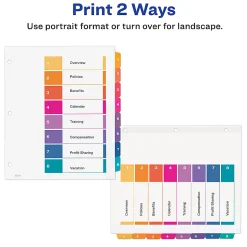 Avery® Ready Index Extra-Wide Binder Dividers, Customizable Table of Contents, 11163