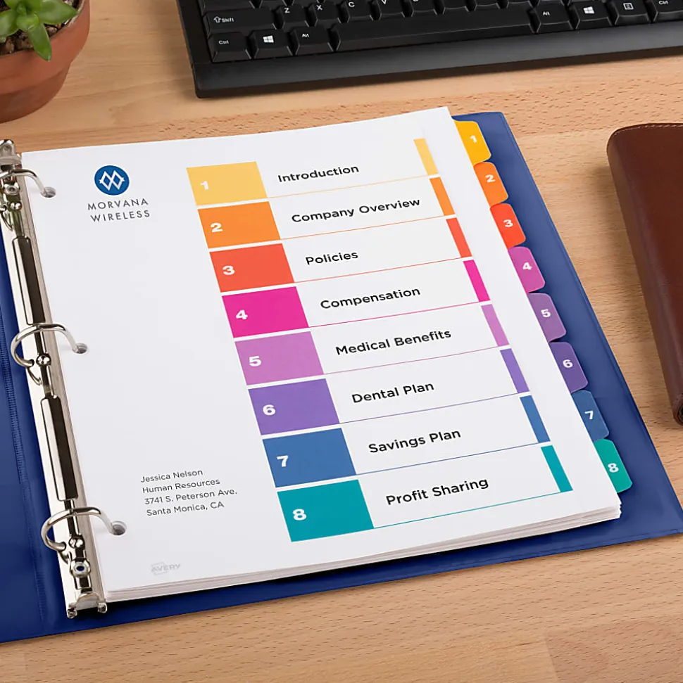 Avery® Ready Index Extra-Wide Binder Dividers, Customizable Table of Contents, 11163