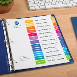 Avery® Ready Index® Jan-Dec Tab With Customizable Table Of Contents Binder Dividers, 8-1/2" x 11", 12 Tab, Multicolor, 1 Set