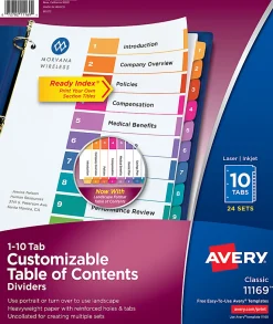 Avery® Ready Index® 1-10 Tab Binder Dividers With Customizable Table Of Contents, 8-1/2