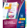Avery® Ready Index® 1-10 Tab Binder Dividers With Customizable Table Of Contents, 8-1/2" x 11", 10 Tab, White/Multicolor, Pack Of 3 Sets