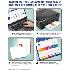 Avery® Ready Index® 1-10 Tab Binder Dividers With Customizable Table Of Contents, 8-1/2" x 11", 10 Tab, White/Multicolor, Pack Of 3 Sets