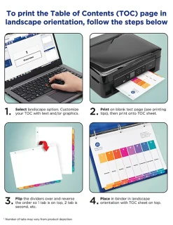 Avery® Ready Index® 1-12 Tab Binder Dividers With Customizable Table Of Contents, 8-1/2" x 11", 12 Tab, White/Multicolor, Pack Of 6 Sets