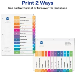 Avery® Ready Index® 1-12 Tab Binder Dividers With Customizable Table Of Contents, 8-1/2