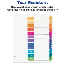 Avery® Ready Index® 1-12 Tab Binder Dividers With Customizable Table Of Contents, 8-1/2