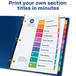 Avery® Ready Index® 1-10 Tab Binder Dividers With Customizable Table Of Contents, 8-1/2