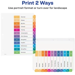 Avery® Ready Index® 1-12 Tab Binder Dividers With Customizable Table Of Contents, 8-1/2