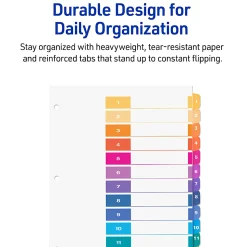 Avery® Ready Index® 1-12 Tab Binder Dividers With Customizable Table Of Contents, 8-1/2