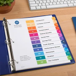 Avery® Ready Index® 1-12 Tab Binder Dividers With Customizable Table Of Contents, 8-1/2