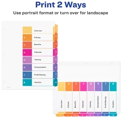 Avery® Ready Index® 1-8 Tab Binder Dividers With Customizable Table Of Contents, 8-1/2