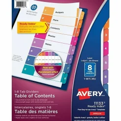 Avery® Ready Index® 1-8 Tab Binder Dividers With Customizable Table Of Contents, 8-1/2