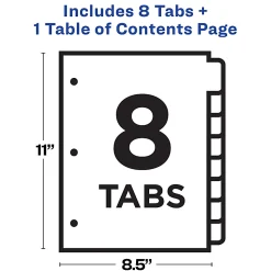 Avery® Ready Index® 1-8 Tab Binder Dividers With Customizable Table Of Contents, 8-1/2