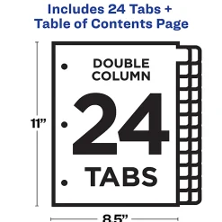 Avery® Ready Index® 1-24 Tab Double Column Binder Dividers With Customizable Table Of Contents, 8-1/2