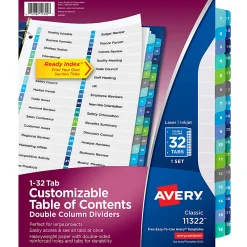 Avery® Ready Index® 1-32 Tab Double Column Binder Dividers With Customizable Table Of Contents, 8-1/2